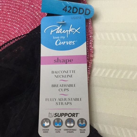 Playtex Amazing Shape Underwire Unlined Bra Black - Picture 3 of 5